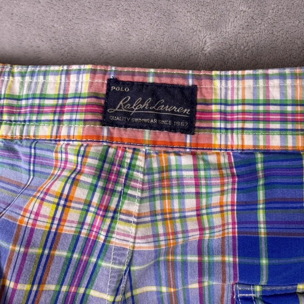 Polo Ralph Lauren Mens Plaid Cargo Board Shorts Multicolor Swim Trunks‎ Size 33
